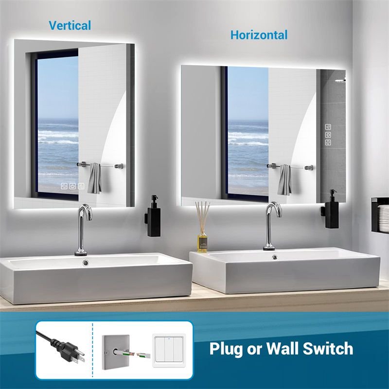 vertical and horizontal bath room back-lit mirror